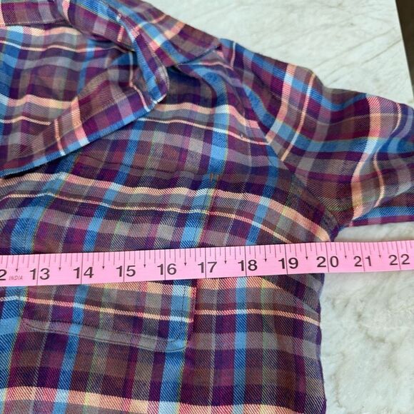 Lucky Brand Blouse Women’s Purple Plaid Button Front Boho Long Sleeve Top size S - Picture 6 of 8